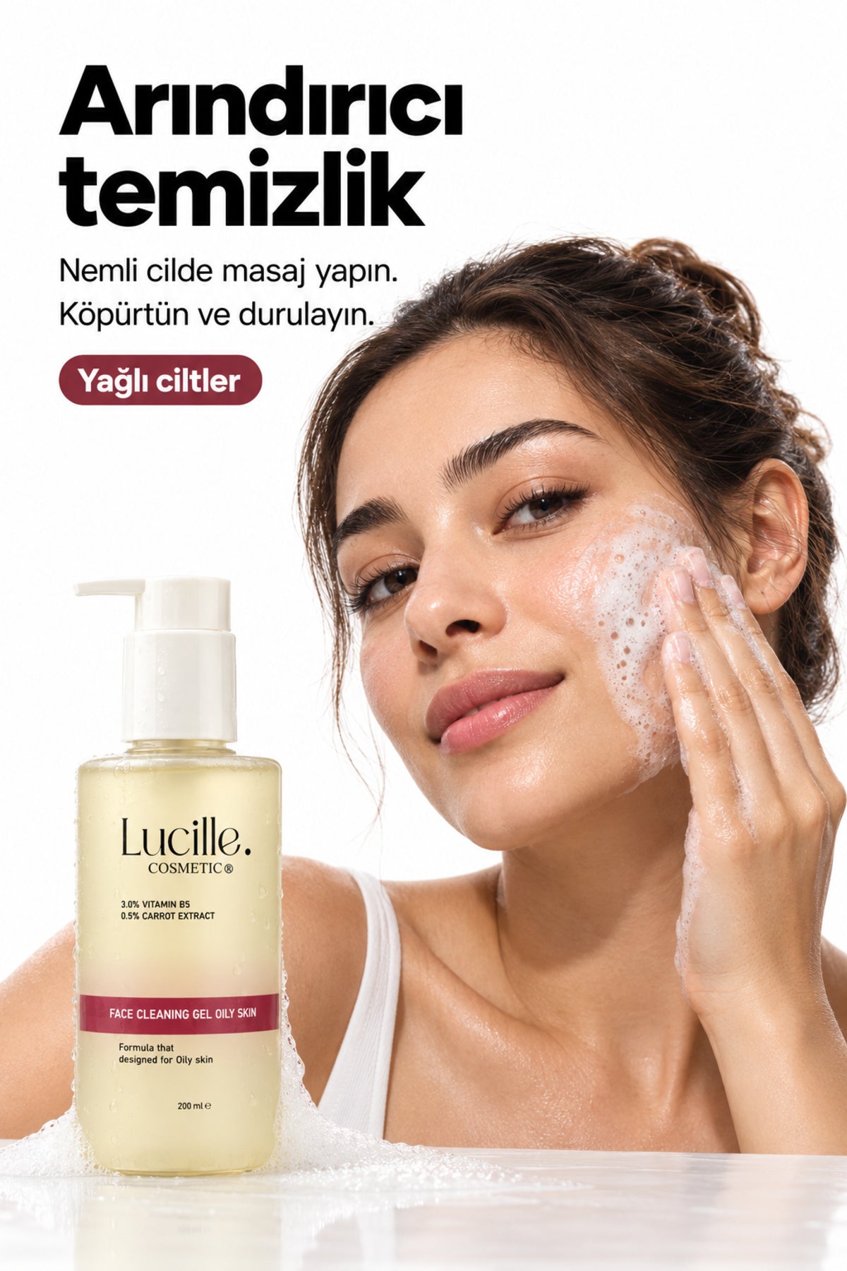 Yağlı Ciltler İçin Yüz Temizleme Jeli — uygulama