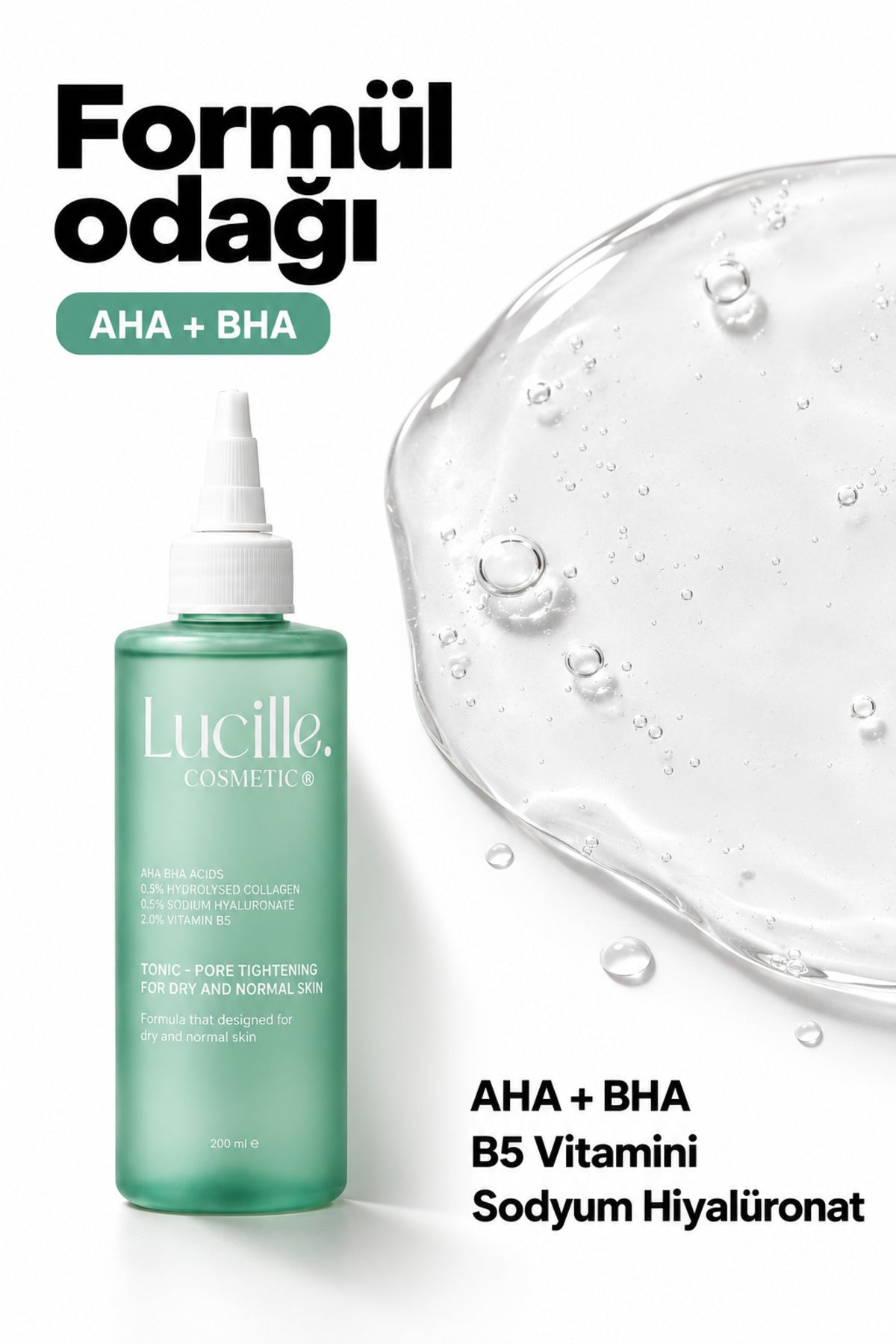 AHA BHA Dengeleyici Tonik – Kuru & Normal Ciltler İçin — formül ve doku