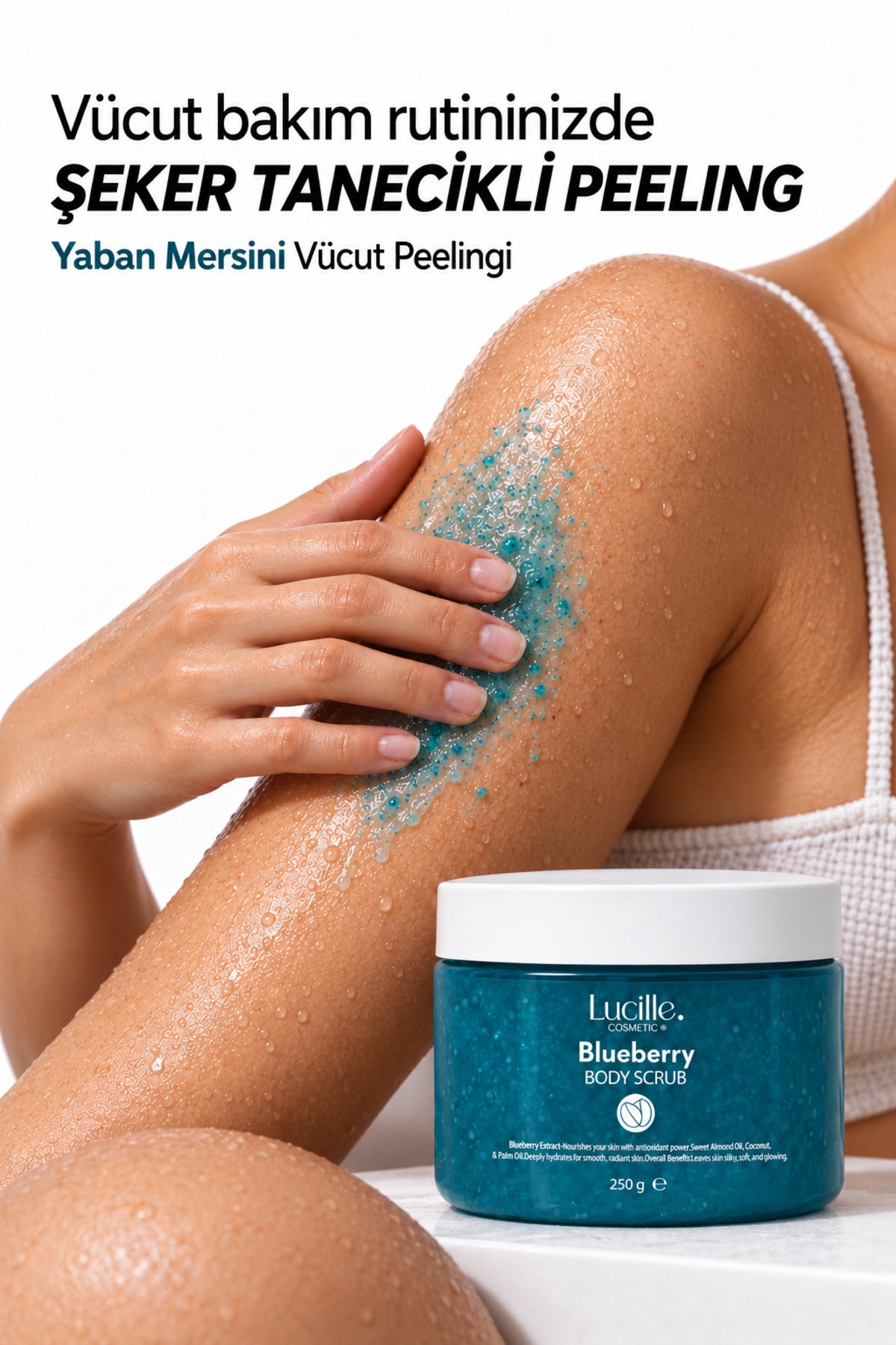 Yaban Mersini Aromalı Arındırıcı Vücut Peelingi (Şeker Tanecikli)  Nem Desteği Sağlayan — uygulama