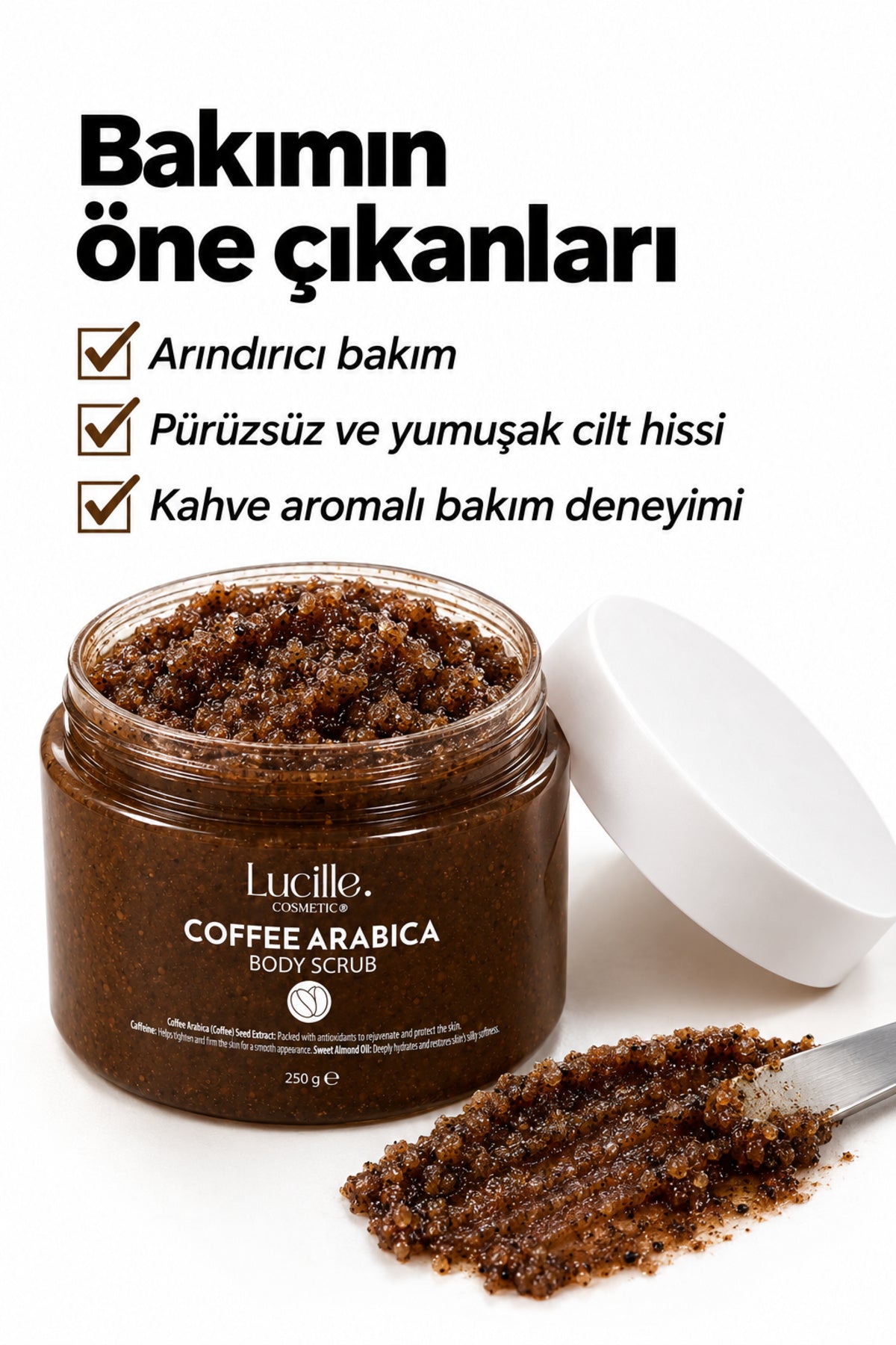 Kahve Aromalı Arındırıcı Vücut Peelingi (Şeker Tanecikli) — bakım özellikleri