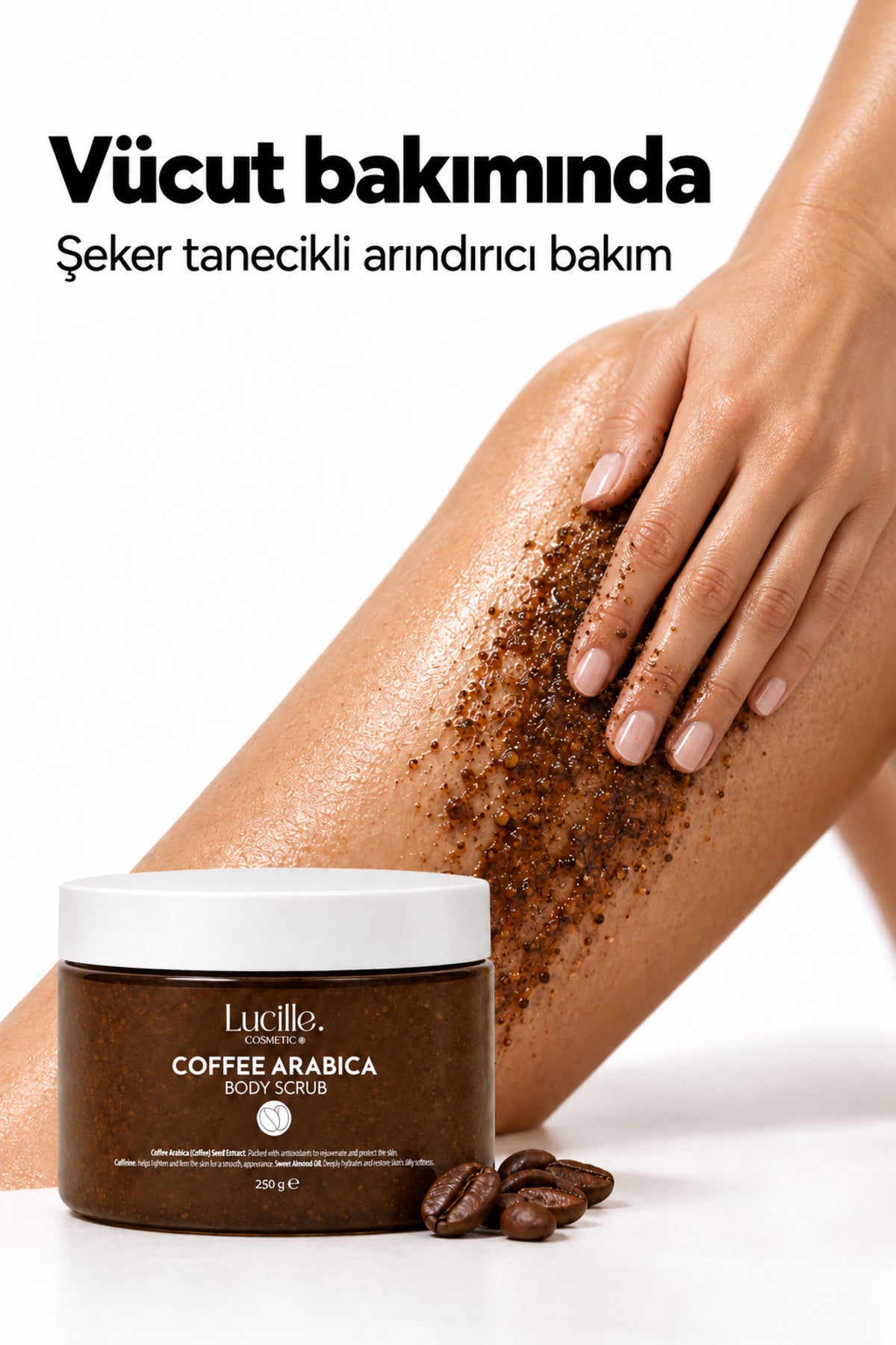 Kahve Aromalı Arındırıcı Vücut Peelingi (Şeker Tanecikli) — uygulama
