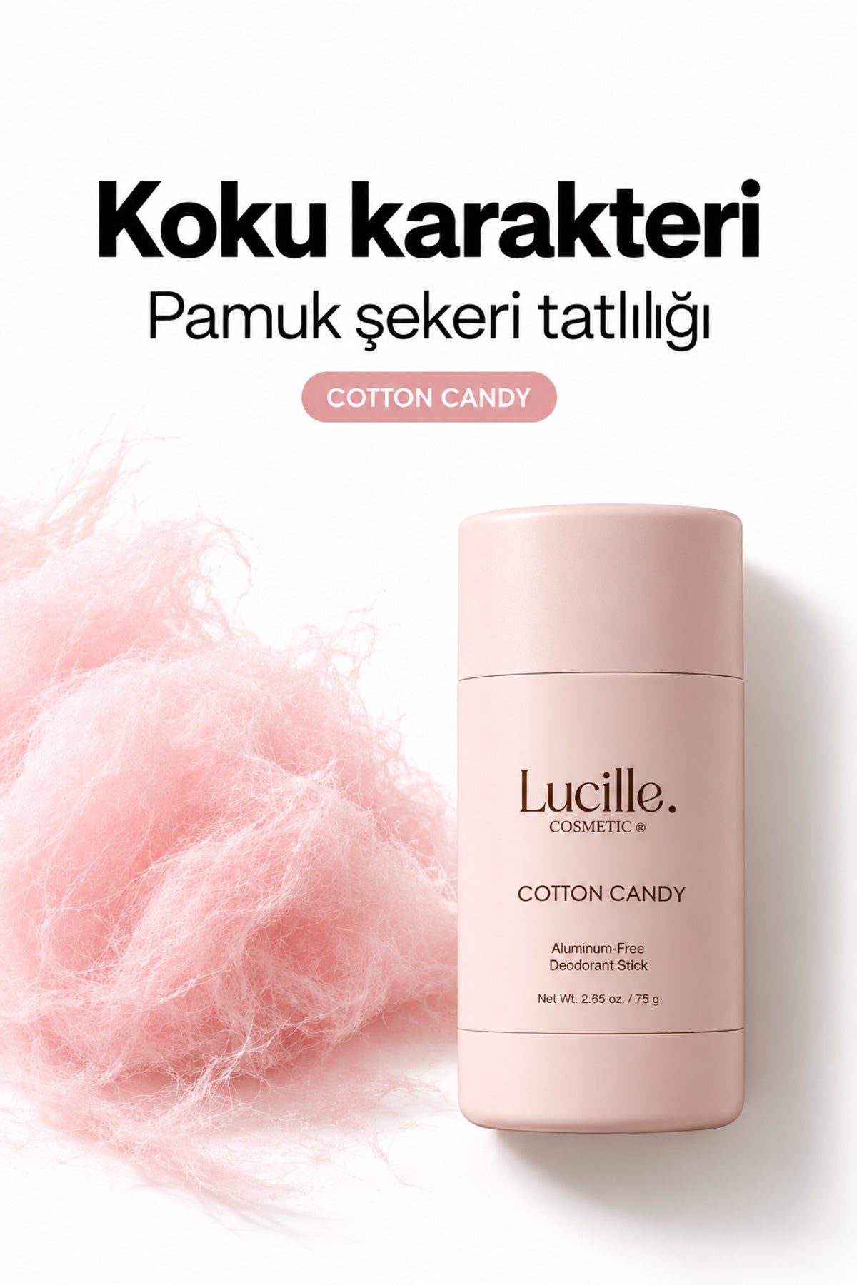 Pamuk Şeker Kokulu Alüminyum İçermeyen Kadın Stick Deodorant — formül ve doku