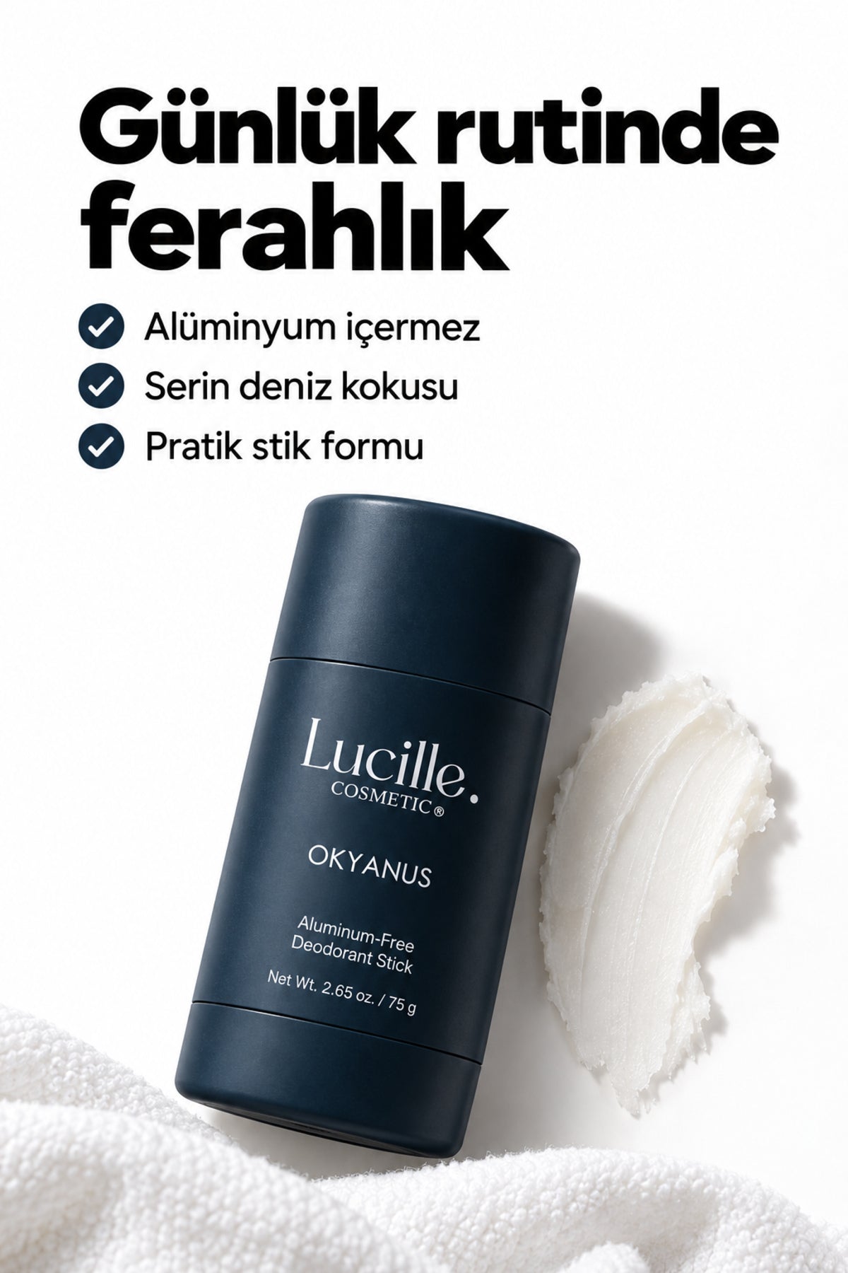 Okyanus Ferahlığı Alüminyum İçermeyen Erkek Stick Deodorant — bakım özellikleri